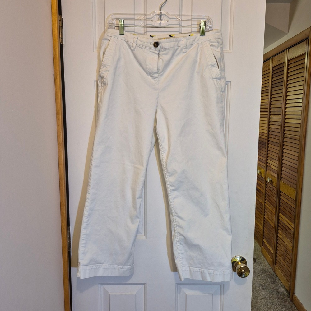 Boden Richmond White Crop Pants Womens Size 8R Straight Leg Cotton Chino Trouser